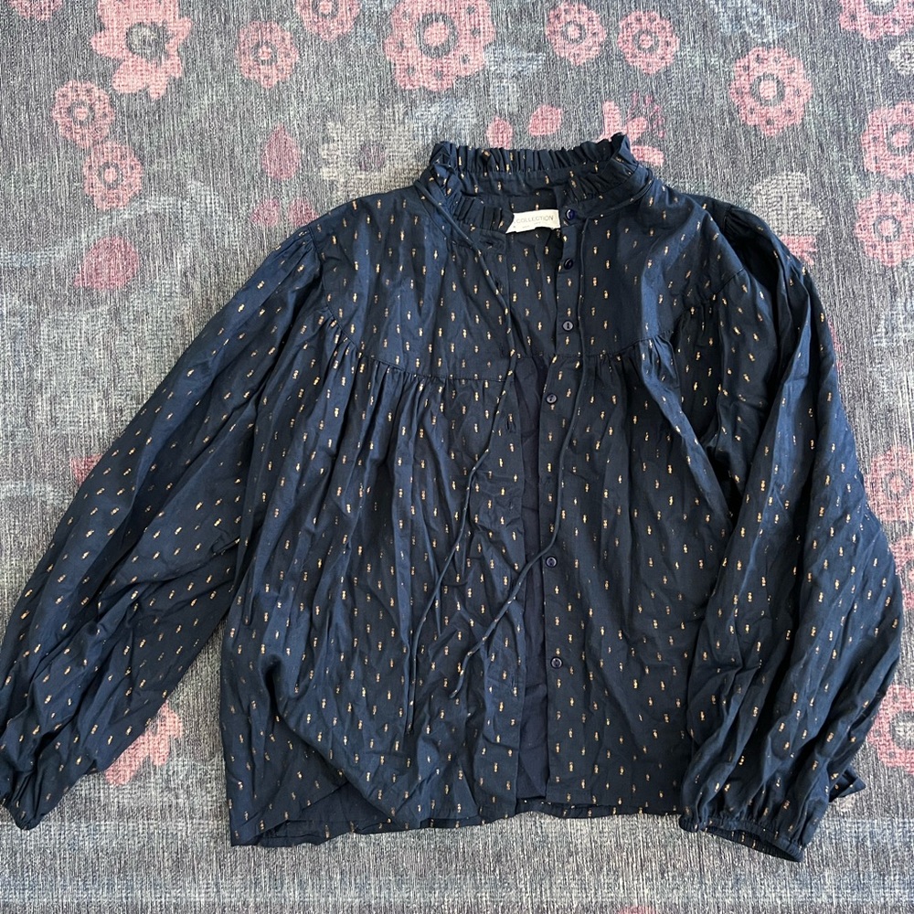 Emerson Fry Black and Gold Blouse